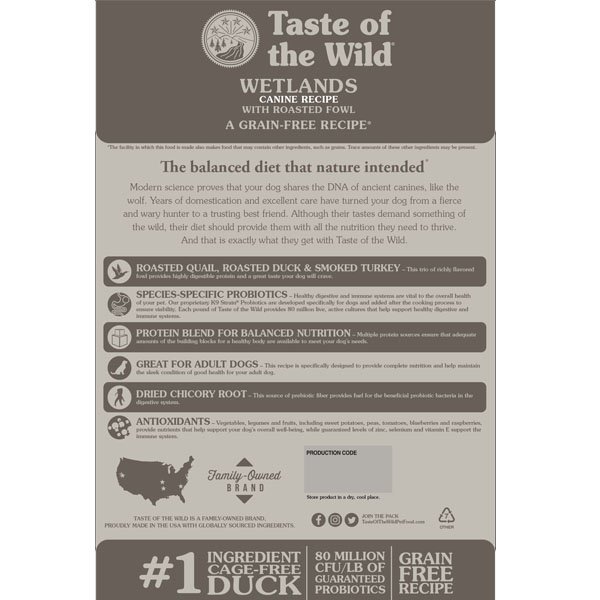 Taste of the Wild Perros Adultos Wetlands Aves Asadas 28 Kg - Imagen 2